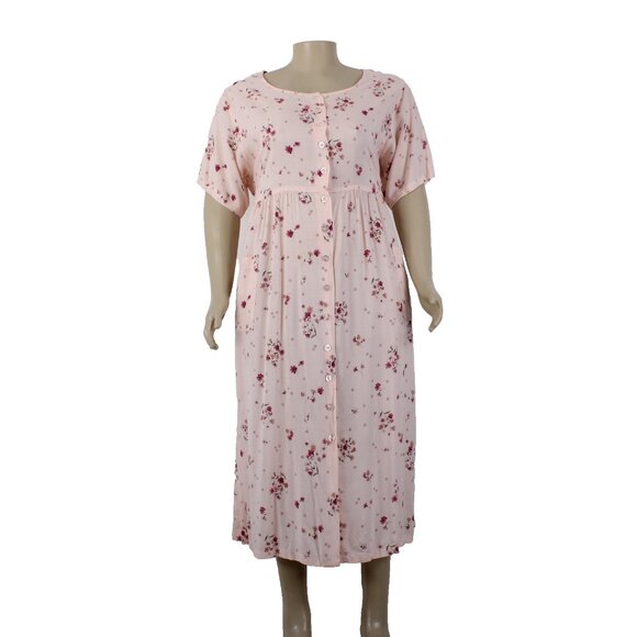 Erika II Sz 3X Dress Pink Magenta Floral Pocket Unlined 100% Cotton Dress - Picture 2 of 15